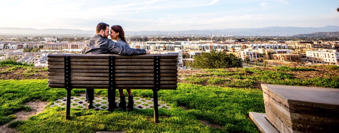 Couple on a bench overlooking the bluff